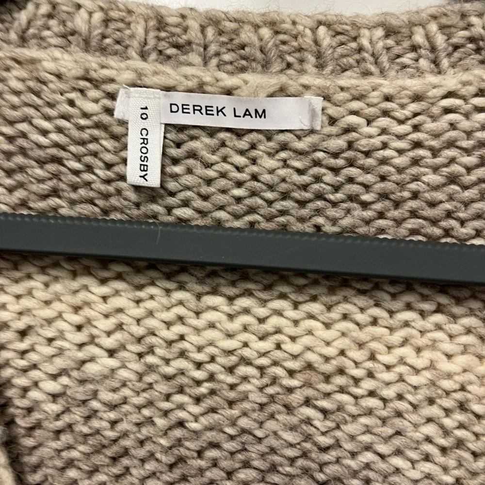 10 Crosby Derek Lam Taupe Gray Wool Alpaca Blend Knit Cardigan Sweater‎ Sz. M - Picture 4 of 10